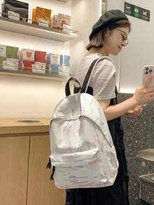 School Backpack, Students Bookbag, Campus Bag, College Style, Campus Bag, Back To School, Rucksack, Backpack For Middle/High School Girls, Indie Style, Aesthetically Design, Backpack For Female University Students - Multicolor - View 6