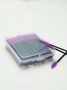 100pcs Crystal Solid Stem Eyelash Curler Brush, Eyelash Extension Makeup Tools Eyebrow Brush With Box - Multicolor - View 21