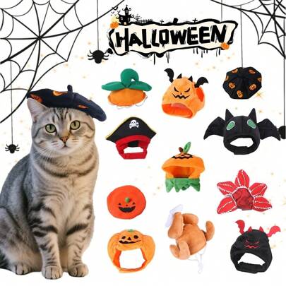 1 peça chapéu de Halloween para animais de estimação, fantasia de cachorro e gato, chapéu de morcego para cães pequenos, cosplay de gato, acessórios para festa, suprimentos para animais de estimação, fantasia de festival de Halloween, chapéu para animais de estimação, acessórios para fotos