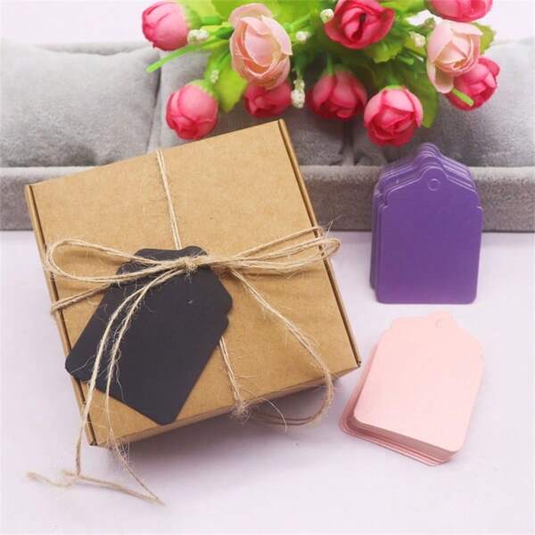 50tag+50STRING 5.6x4cm Purple/Pink/Black Gift Hang Tag