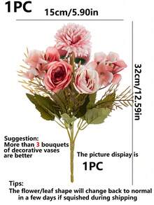 1/3 件人造玫瑰花，玛丽公主玫瑰，法国复古玫瑰，球形菊花，假植物，花束，适用于家居装饰、婚礼装饰、秋季装饰、秋季装饰、房间装饰、厨房配件、餐厅、卧室装饰、浴室配件、派对装饰、万圣节装饰、圣诞节装饰、新年装饰、新娘手捧花、校园装饰、户外花园配件