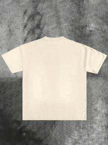 JESÚS MURIÓ POR MI AHORA YO VIVO PARA EL Men's Retro 220g  Cotton Short-Sleeved , Integrating Christian Clothing Elements, Gothic Style And Y2K Aesthetics, Street Clothes, Large T-Shirt, Jesus Shirt, Christian Clothes ,Gothic Pun,Slim-Fit T-Shirt Printed With Grunge-Style Cute Graphics. - 杏色 - 查看 3