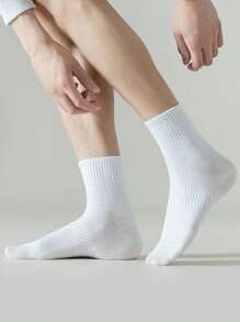 5 双女士纯色百搭中筒袜，百搭且适合日常穿着 - 彩色 - 查看 2