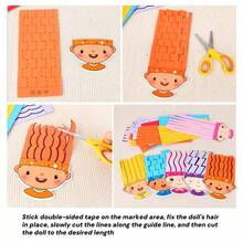 1pc/4pcs/19pcs/27pcs/133pcs Funny Little Hairstylist Paper Cutting Set, Handmade Game Props, Color Matching Training Tools, Creativity & Imagination Booster, Hobby Cultivation, DIY Fine Motor Skills Practice Origami Toy, Homemade Art Supplies Kit, Student Handcraft Small Gift/Birthday Gift/Learning Gift/Holiday Gift, Cultivate And Improve Hands-On Ability, Learning Ability