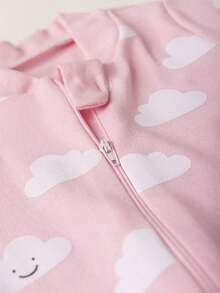 BEBE FOFUXO Baby Jumpsuit Without Feet With Zipper Suede Print (NB/S/M/L/1) - 粉色 - 查看 2
