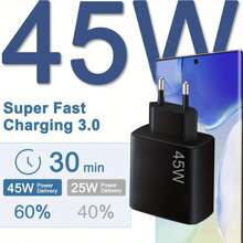45W Super Fast Charger And 1.5M Cable,Type C Wall Power USB C Charger PPS/PD Fast Charging Block For Galaxy S25/S24 Ultra/S24/S24+/S23 Ultra/S23/S23+/S22/S22 Ultra/S22+,For IPhone 17 16 Series Type-C Compact Adapter - EU C Type Plug(220-240V) - View 5