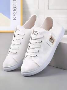 1 Pair Women's Essential Flat Sneakers, Made Of Breathable Material, Soft Soles, Comfortable Walking, Fashionable & Versatile Design
