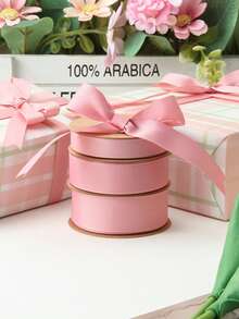 2 Rolls High Density Polyester Grosgrain Ribbon, Beige And Matcha Green Color, For Valentine's Day Flower Gift Packing, Cake Decoration Bow, Handmade DIY Craft Ribbon - Pink + Matcha - View 5
