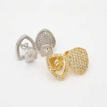 1 pieza Decoración retro de hip hop con dientes postizos de cobre y circonio, hueco con flecha, incrustado de diamantes, para Halloween, lleno de diamantes en forma de corazón - Multicolor - Ver 3