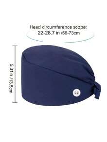 1 pieza Gorro médico/quirúrgico unisex, de unicolor con cinta, diadema, a prueba de polvo y humo, 11 colores - Gorra médica de doble cola - Ver 2