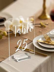 20 pièces / 10 jeux de cartes acryliques rectangulaires transparentes avec base en bois, cartes pour liste des invités de mariage, panneau acrylique vierge pour logo de place, convient pour les mariages, les banquets, les fêtes, les bureaux Saint-Valentin, les mariages de Saint-Valentin, les anniversaires