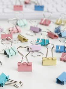 Kẹp bìa hình trái tim các loại, kẹp bìa đầu phẳng các loại, dùng để sắp xếp giấy tờ, ghi chú, ảnh và tài liệu - Đồ dùng văn phòng, gia đình, trường học và thủ công, phần thưởng khi trở lại trường, v.v. - Nhiều màu - Xem 4