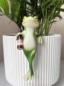 Christmas Decorations Funny Climbing Frog Planter Holder, Planter Hugger, Decorative Statue, Indoor Tabletop Decor, Outdoor Garden Decor, Planter Decor Sculpture, Great For Home Decor, Holiday Gift - Multicolor - View 9