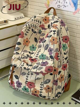 Multi-Compartment Floral Pattern Nylon Backpack Women Purse, Can Hold A 15.6-Inch Laptop Bag, Multi-Pocket Lightweight School Bag, Multi-Functional Book Bag, Large-Capacity Travel Bag, Convenient Commuter Day Bag, Suitable For Students, Junior High School, High School, Nurses, Teachers, Business People, Travel And Vacation, Business Trips, Daily Commuting, Shopping, Office, Dating, Hiking, Training, Work, Birthday Gift, Holiday Gift, Mochilas