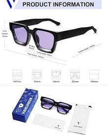 Thick Square  Retro Chunky Rectangle  Protection - C3.4 - Black / Purple - View 7