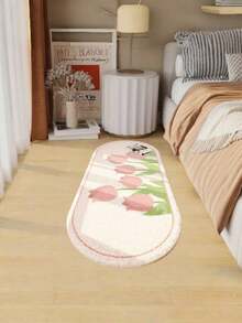 1pc Pink Tulip Plush Area Rug, Suitable For Bedroom Decor, Cream-Style Floral Long Carpet For Living Room, Soft & Comfortable For Home Lounge, Fluffy, Soft & Easy To Clean, Home Decorative Rug - Multicolor - View 17