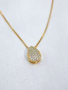 DROP NECKLACE WITH MINI ZIRCONIA HIGH QUALITY SEMI-JEWELLERY PLATED IN 18K GOLD. - 金色 - 查看 1
