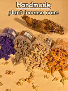 90克沉香锥形香，手工制作，持久留香，家居香氛，空气净化器，冥想辅助，薰衣草，沉香，栀子花香 - 優質彩色香錐 - 查看 5