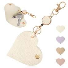 1pc Smart Key Holder, PU Leather Key Pouch, Unisex Intelligent Key Wallet, Covered Key Chain, Car Key Bag, Key Case, Cute Pebbled Leather Carabiner With Key Ring - Multicolor - View 10