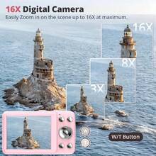 W&O 2025 New 1080P FHD Digital Camera With 32GB Card, Compact Small Cheap Cameras, Rechargeable Photography Camera, 48MP Auto Focus Camera, Puzzle Game,Very Suitable For Entry-Level Novice Photography And Video Recording Enthusiasts. Budget-Friendly Holiday Gift (Thanksgiving, Christmas, Halloween) - Hồng - Xem 6