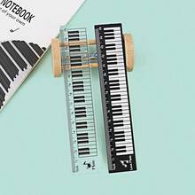 Regla con teclado de piano blanco y negro, herramienta de medición de acrílico con notas musicales, útil papelería duradera para estudiantes y profesionales, accesorio de piano - Regla de piano - Ver 6