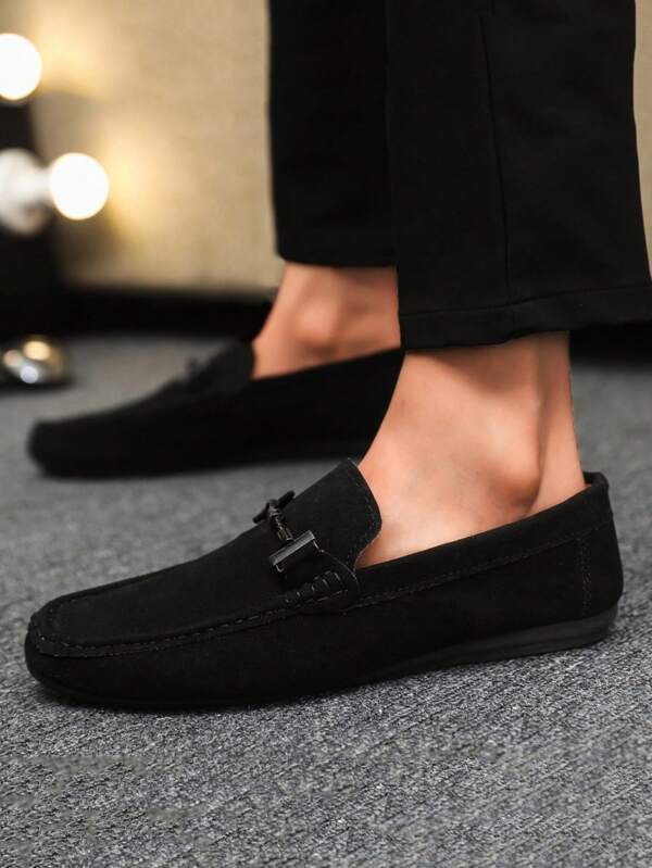 Men's Loafers Moccasins Casual Shoes Slip-On Slouchy Shoes Leather Soft Sole Flat Shoes Dress Formal Shoes (Run Small & Narrow, Recommend Ordering 2 Sizes Up)