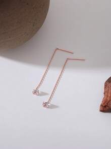 Nooxian 1 对女士几何圆形铜流苏耳环（无礼盒） - 玫瑰金 - 查看 6