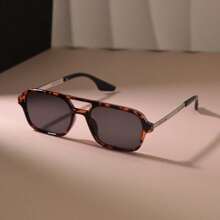 1 pieza Gafas de moda ovaladas clásicas para hombres y mujeres, estilo retro cuadrado, casual y sencillo, con forma de aviador personalizada