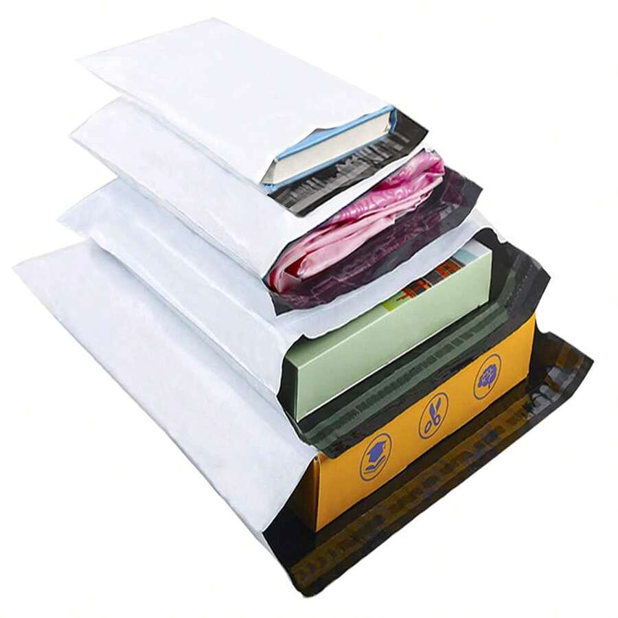 50/100 piezas Bolsas de envío de unicolor, bolsas de embalaje multifuncionales simples para la escuela, la oficina, el envío y el correo de regreso a la escuela, bolsas de mensajería extra grandes y reforzadas, bolsas de correo postal impermeables, bolsas de embalaje autoadhesivas, bolsas de embalaje sellables, bolsas de almacenamiento logístico, sobres de envío de ropa