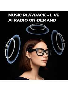 Gafas inteligentes con asistente de voz de IA, reconocimiento de imagen, grabación de video HD de 500MP, traducción en tiempo real para 26 países, música y llamadas inalámbricas, calidad de sonido estéreo con cancelación de ruido ENC, batería de 4 horas, auriculares recargables, diseño unisex adecuado para oficina, viajes y grabación - Negro - Ver 6