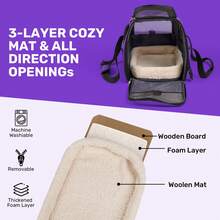 Secure Zipper Anti-Escape Pet Carrier Backpack | Spacious Ventilated Foldable Cat/Dog Travel Bag | Car & Airline Approved Collapsible Cage With Breathable Design - Màu tím - Xem 4