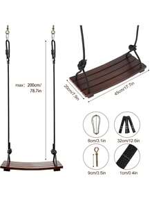 Wooden Swing Set, Suspended Swing, Dimensions 42.93 X 20.07 X 1.27 Cm, Suitable For Adults, Load-Bearing Capacity 199.58 Kilograms, Indoor And Outdoor Backyard Amusement Equipment, Birthday Gift, Halloween, Christmas
