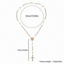 14 Karat vergoldete elegante luxuriöse Kreuz- und Jungfrau Maria Anhänger Halskette, handgefertigte dreifarbige Perlenkette, einzigartiges Pulloverkettendesign, geeignet für Frauen, Party und Valentinstag Geschenk