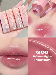 COLORKEY Honey-Colored Luminous Lip Gloss, Liquid Lipstick, Long-Lasting Moisturizing, High Color Payoff, Hydrating, Non-Sticky, Smudge-Proof, Lightweight & Comfortable, Smooths Lip Lines, Suitable For Parties, Graduations, Birthdays, Holidays, Summer, Autumn, Y2K Style, Versatile, Suitable For Women's Makeup, Parties, Beach, Travel, Camping, Outdoor Activities, Campus Trips, Holidays, Gifts, Rose Girl Cosplay, Valentine's Day - G08 Waterlight Phantom - View 2