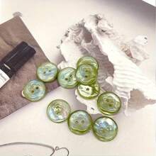 10-Pack Iridescent Resin Buttons | 11.5mm & 15mm Two-Hole Shell-Design Floral Decorative Buttons For Dresses, Sweaters, Cardigans, Jackets - Bright Pink/White/Green/Black - Multicolor - View 4