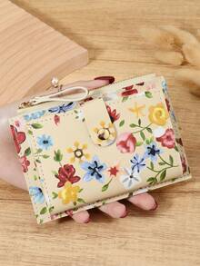 精致花朵花瓣图案带扣时尚卡夹轻薄便携现金身份证信用卡零钱袋适用于生日礼物周年纪念圣诞节情人节情侣女士女孩青少年大学生学校学生包学校用品适用于学校宿舍和返校 - 粉色 - 查看 13