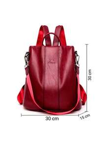 Women's Backpack Leather Casual Stylish Anti-Theft - Royal Blue - View 5