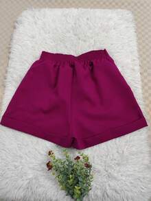 Women's Solid Color Shorts - Purple - View 2