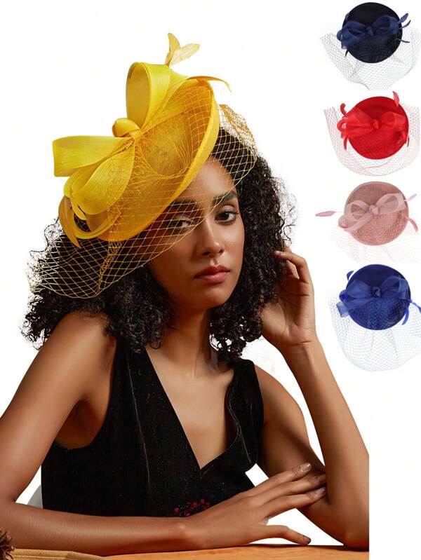 1pc Fascinator Hats Bride Hair Clip Fascinator Mesh And Design For Retro Wedding Tea Parties And Special Events Elegant Hair Accessory For Women Halloween