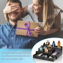 Cologne Organizer For Men With Drawer, Wood Cologne Stand Display Shelf With Hidden Compartment, Perfume Holder Organizer For Dresser, Room Essentials For Men, Display Risers, Gift For Husband, Father - Black - View 5