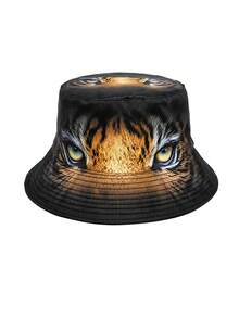 1 Stück Herren umkehrbarer Fischerhut mit einzigartigem Tier Muster, geeignet für lässige Outfits im Frühling und Sommer