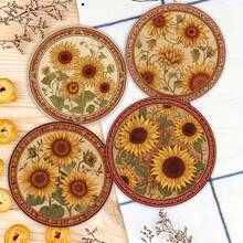 1套/4件/6件：向日葵图案硅藻泥杯垫，花朵咖啡杯垫，家居和餐厅多场合装饰，日常礼品，餐桌装饰，日常装饰，主题派对装饰