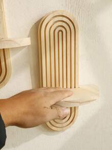 1pc/2pcs Geometric Shaped Wall Hanging Rack, Wooden Floating Shelf, Rustic Style Wooden Wall Mount Storage Rack, Bedroom/Kitchen Wall Mounted Wooden Display Rack, Toilet Wall Hanging Floating Shelf, Small Farmhouse Style Wall Decor, Spring Decor, Mother's Day Perfect Gift, Room Decor, Garden Decor, Wedding Decor, Home Decor, Christmas Decor, Wall Decoration, Christmas Ornaments, Accessories, Gifts, Wreaths, Thanksgiving - Multicolor - View 6