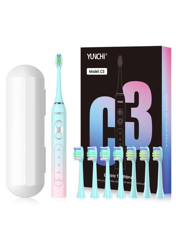 GILLETTE C3 Electric Toothbrush With 8 Brush Heads, 1 Brush Case, 1 Dust Cover, 1 Charging Cable, 5 Cleaning Modes Couple Electric Toothbrush Gift For Boyfriend And Girlfriend