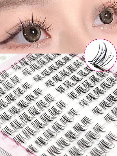 120 件/套动漫风格假睫毛，C 卷向日葵设计，卡通外观，可重复使用放大睫毛簇，睫毛簇，单根睫毛，睫毛，假睫毛