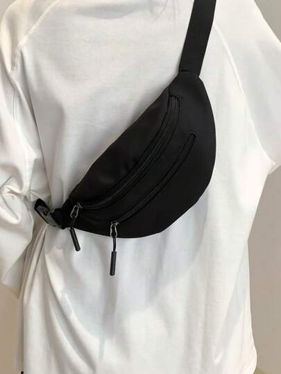 Bolsa de cintura masculina casual simples com vários bolsos, bolsa transversal, bolsa lateral, bolsa de cintura, bolsa de faculdade de verão, bolsa de pai para escola