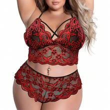 Elegant Lacy Three-Piece Underwear Bra And Panty Set - Màu vàng - Xem 2