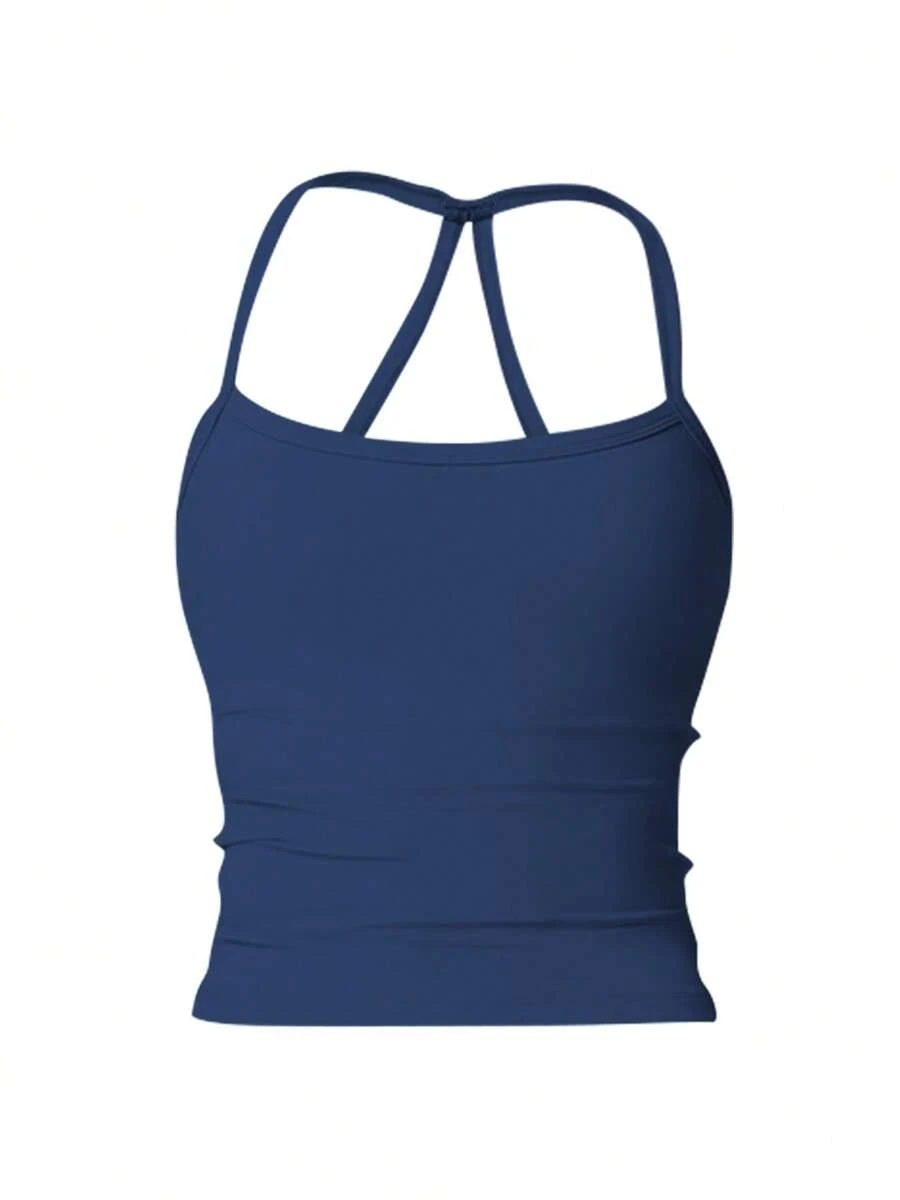 Women's Quick-Dry Cami Tank Top - Casual Summer Sleeveless Shirt Gym Clothings Women - 藏蓝色 - 查看 1