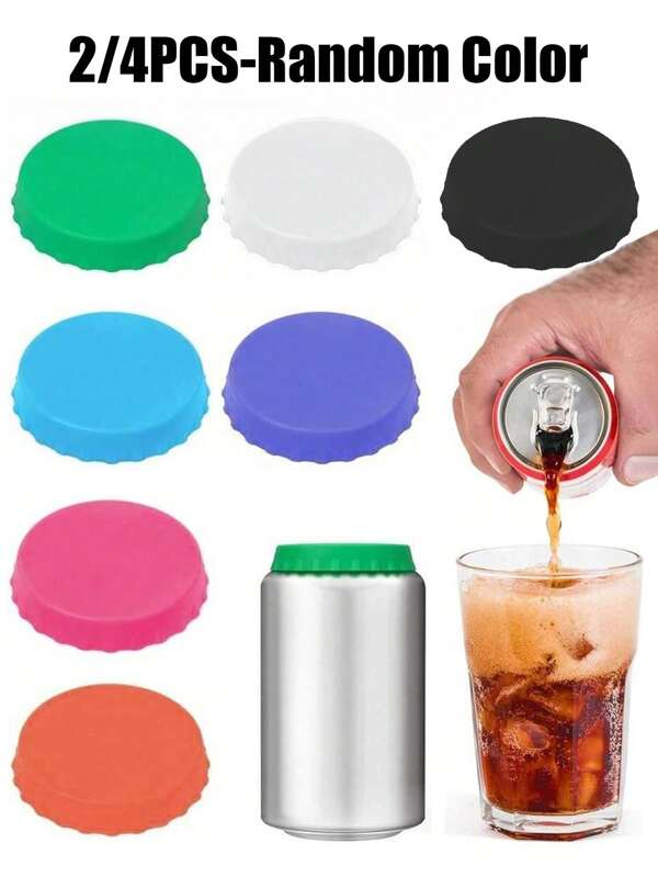 2/4 Piezas de tapas reutilizables a prueba de fugas para mantener las bebidas frescas y seguras, tapas de sellado para bebidas, tapas a prueba de fugas, tapas a prueba de salpicaduras con presión, accesorios de vajilla para bebidas carbonatadas, jugo y latas de refresco, excelente para parrilladas al aire libre, picnics, campamentos y uso diario