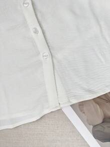 Camisa de manga comprida com estampa geométrica casual estilo francês para férias, início do outono